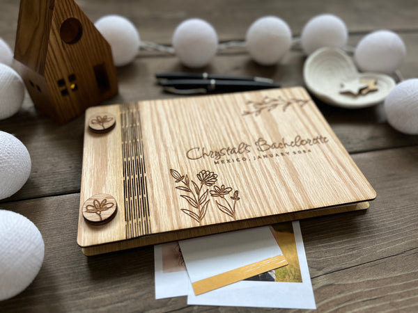 bachelorette party guest book album personalized wood guest book for destination wedding or bridal shower