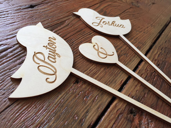 the love birds come engraved on one side