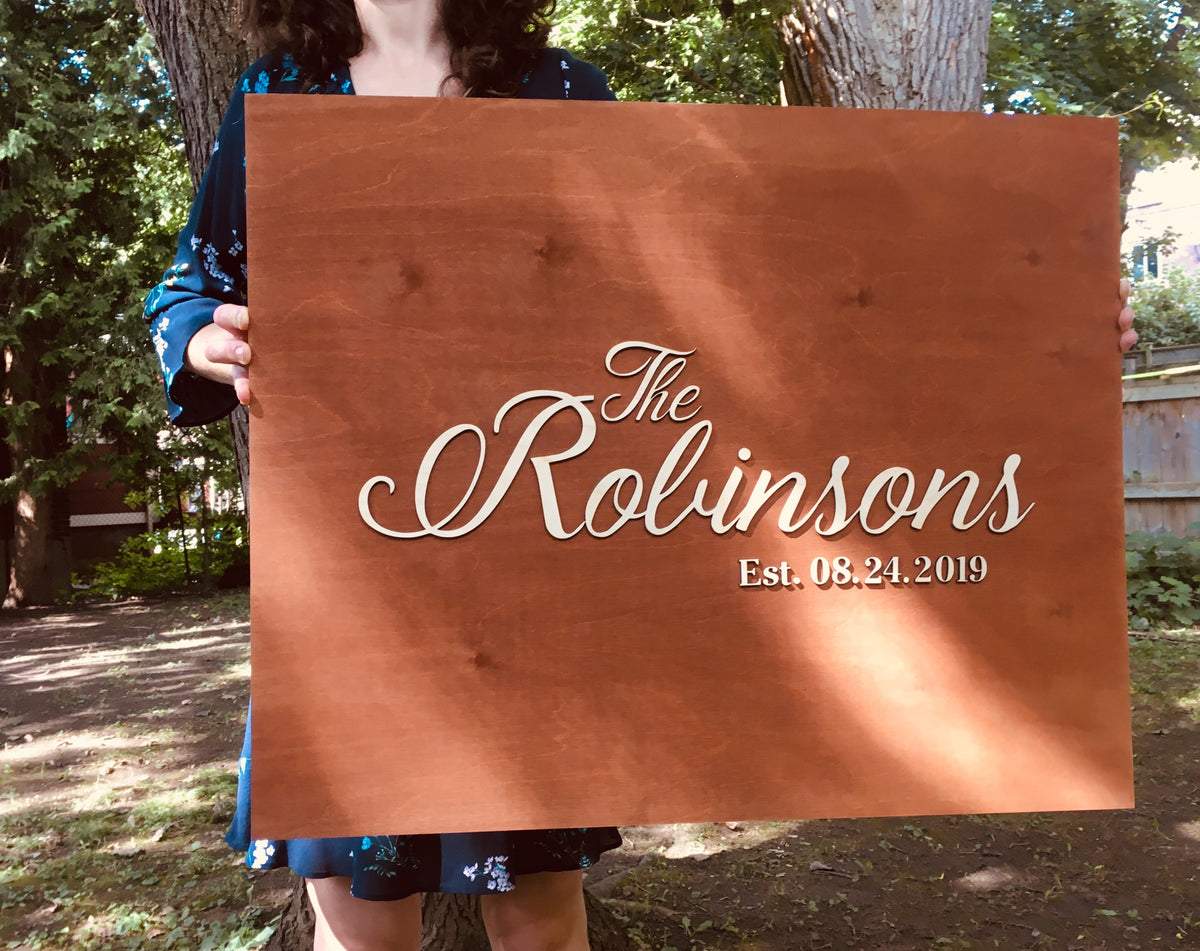 Round wood wedding guestbook alternative, last name wood sign guest bo –  SignYouStyle