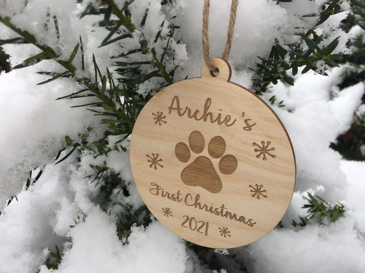 Puppy's First Christmas Dog or Pet Christmas Tree Ornament Custom