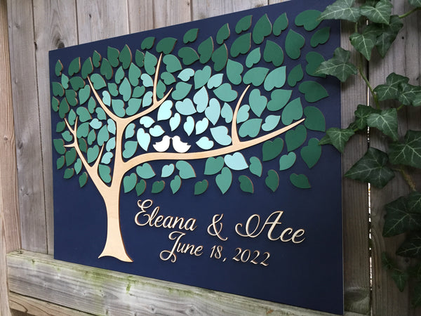 The example guest book features a guest book approximately 100 hearts  on a 18x24" 3d board