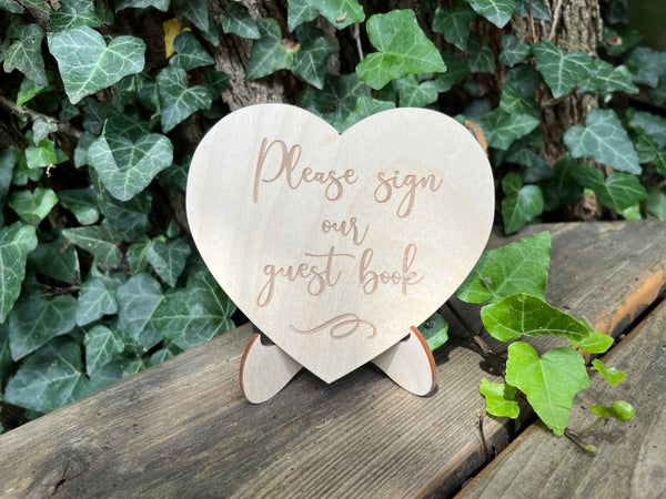 Personalized wedding guest book alternative with moon and stars in 3D wood