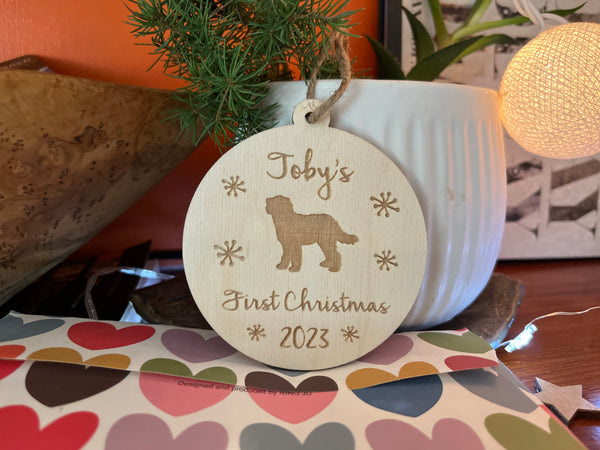 Puppy's First Christmas Dog Christmas Tree Ornament Doodle Custom Ornament New Pet Owners Gift Stocking Stuffer