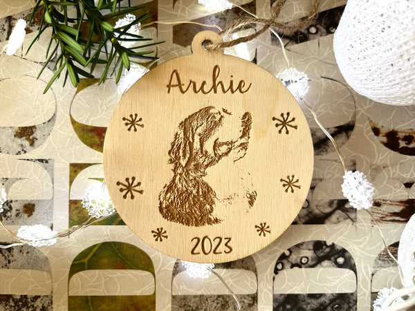 Bernese mountain dog personalized portrait engraved on dog memorial ornament