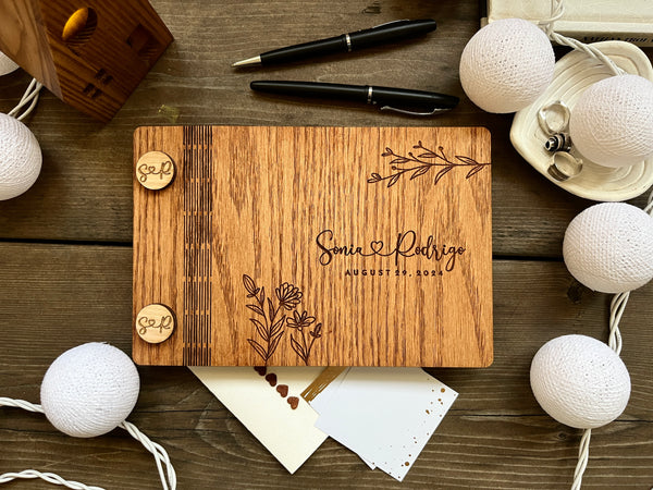 custom crafted wood guest book for wedding 