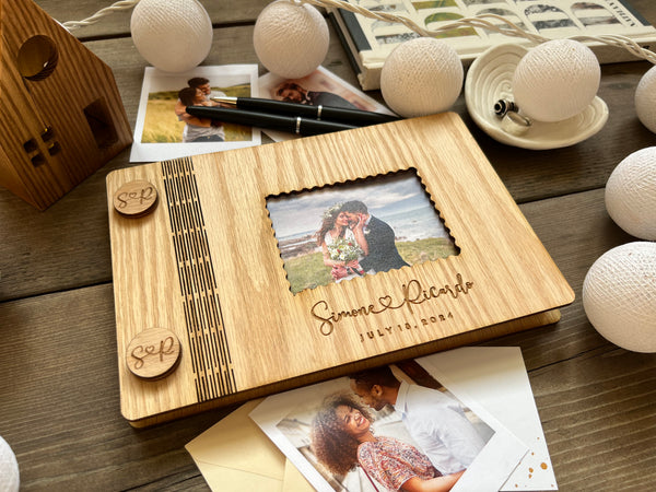 red oak guest book for wedding or newlyweds adventure book