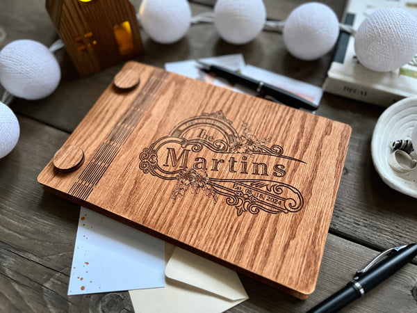 one of a kind guest book for wedding with last name and custom quote