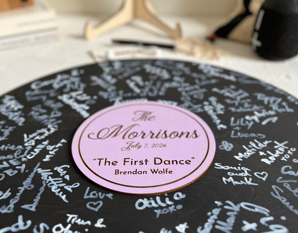 music record sign personalized with last name and wedding date- could be used for guest signatures