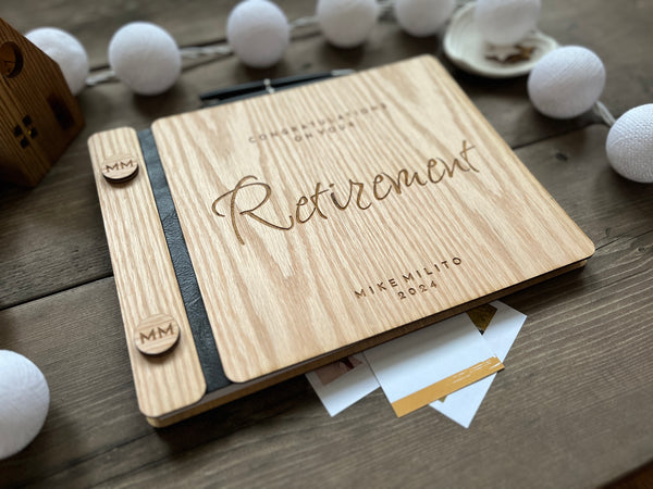 wood guest book for retirement