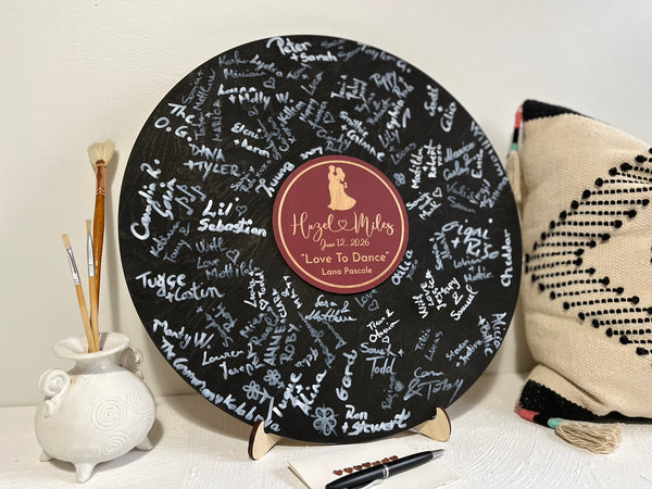 Music Record Album Guest Book Alternative, Personalized Wedding Soundtrack Guestbook- Extra Engraving Custom