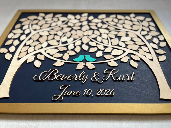 Framed Personalized Wedding Tree Guest Book Alternative with Two Trees that Grow Into One