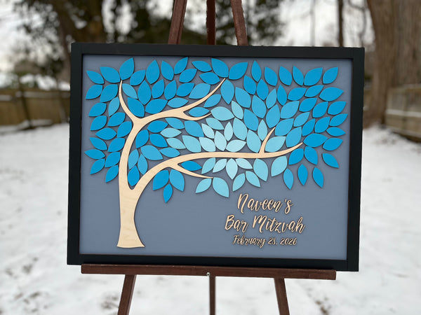 Bat Mitzvah/ Bar/B'nai Mitzvah guest book alternative tree with framing option, sweet 16 or Quince/ quinceanera guestbook