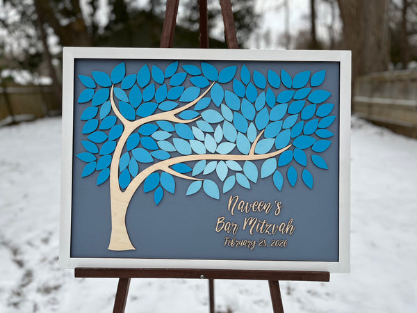 Bat Mitzvah/ Bar/B'nai Mitzvah guest book alternative tree with framing option, sweet 16 or Quince/ quinceanera guestbook