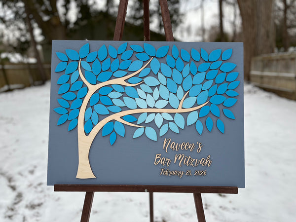 Bat Mitzvah/ Bar/B'nai Mitzvah guest book alternative tree with framing option, sweet 16 or Quince/ quinceanera guestbook