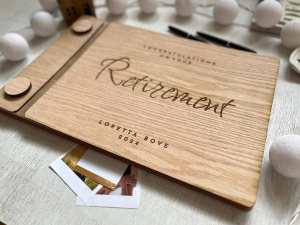 Retirement guest book personalized gift for retiree, veteran guest book, coworker custom engraved present