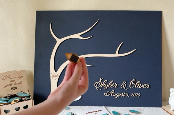 a magnetic leaf that will be added to the magnetic board - one part of the guest book alternative puzzle