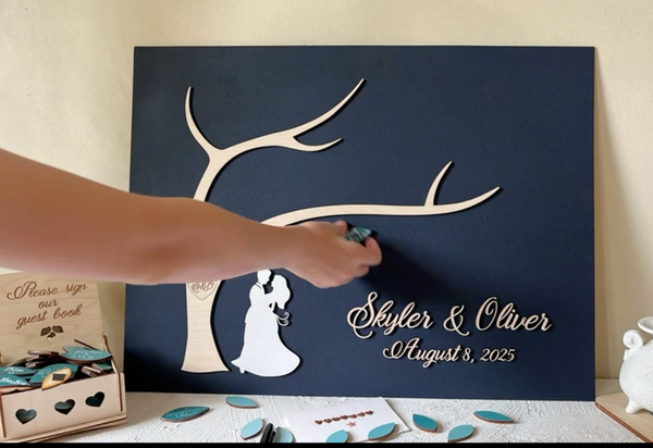 a magnetic leaf that will be added to the magnetic board - one part of the guest book alternative puzzle