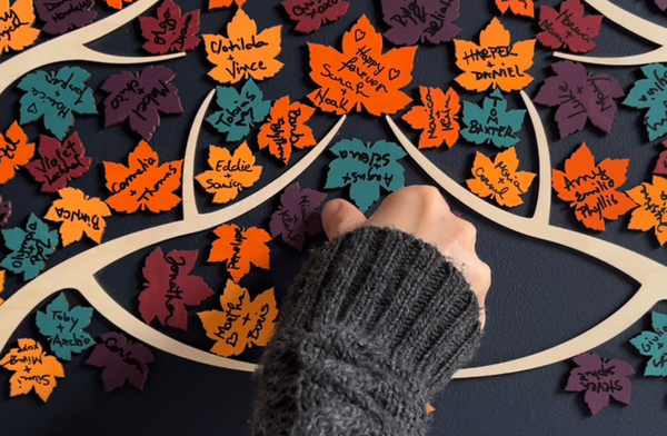 Magnetic Maple Leaves Guest Book Alternative 3D Personalized Wood Tree of Life - Fall Wedding Decor