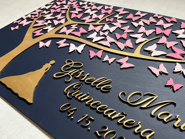 The example in the listing is made on a navy background with pink shades for the butterflies, varying from hot pink to the palest pink