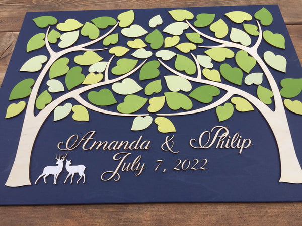 bespoke wedding guest book made with deer