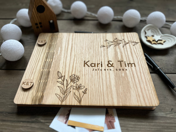 Wood wedding guest book personalized wedding album for best wishes, classic notebook for bride and groom, bachelorette party guest book