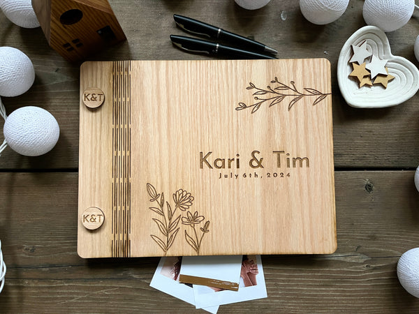 Wood wedding guest book personalized wedding album for best wishes, classic notebook for bride and groom, bachelorette party guest book