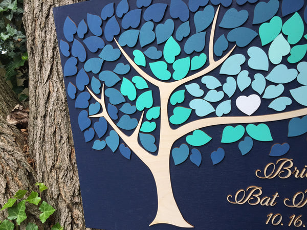 detail of Bar Bat Mitzvah guest book alternative with tree
