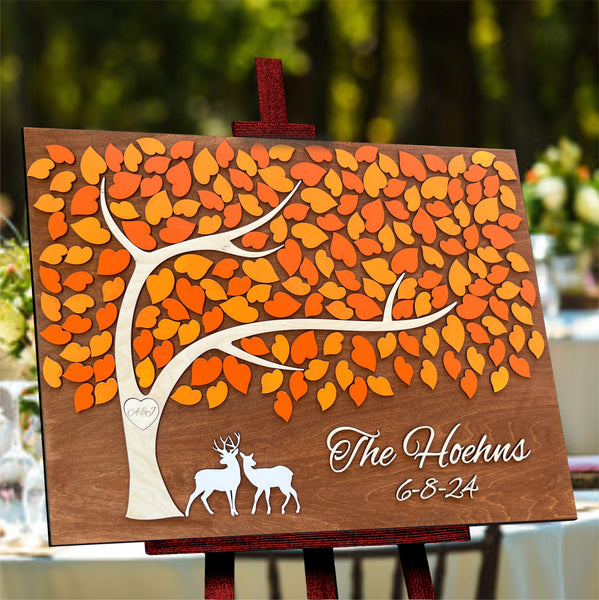 guest book alternative with deer and fall colors for rustic wedding