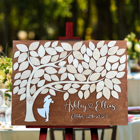rustic wedding guest book alternative with tree of life
