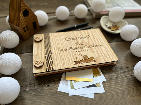 Gone fishing retirement guest book personalized gift for retiree, 80th birthday guest book for best wishes with personalized text