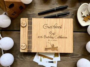 Gone fishing retirement guest book personalized gift for retiree, 80th birthday guest book for best wishes with personalized text