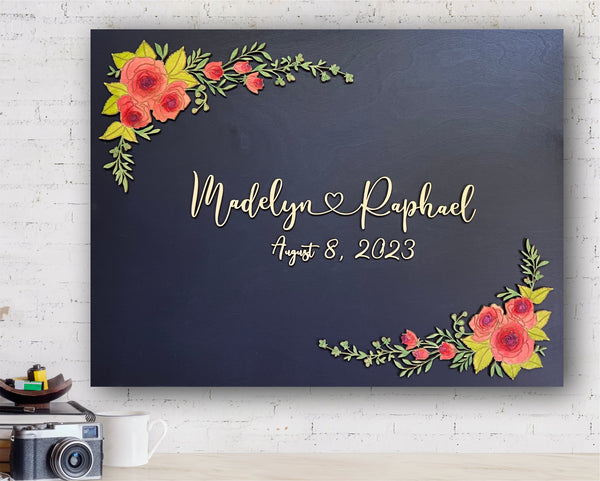 navy blue wedding sign in guest book or welcome sign 