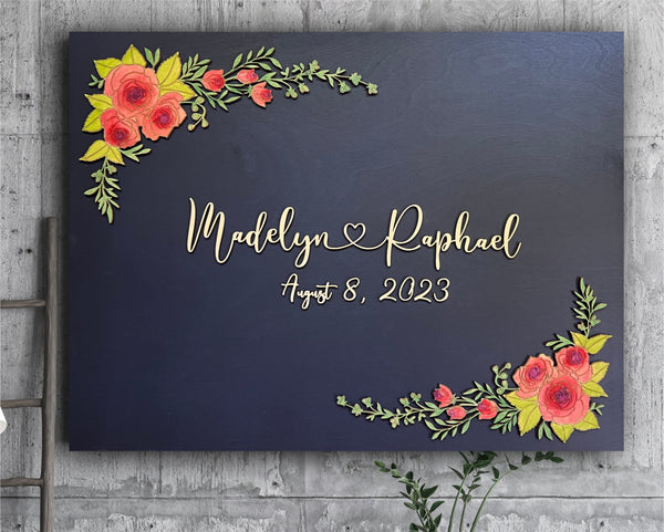 personalized names and wedding date sign wedding welcome sign or guest book alternative
