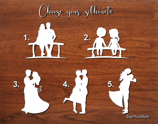 silhouette couples to choose from to add under the tree of life
