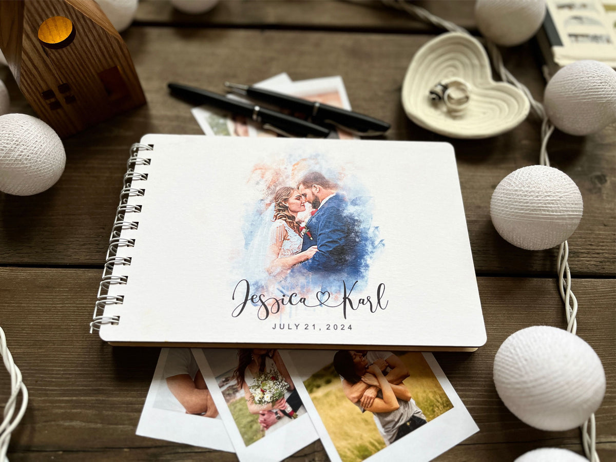 Painting portrait wedding guest book personalized wedding album, splat ...