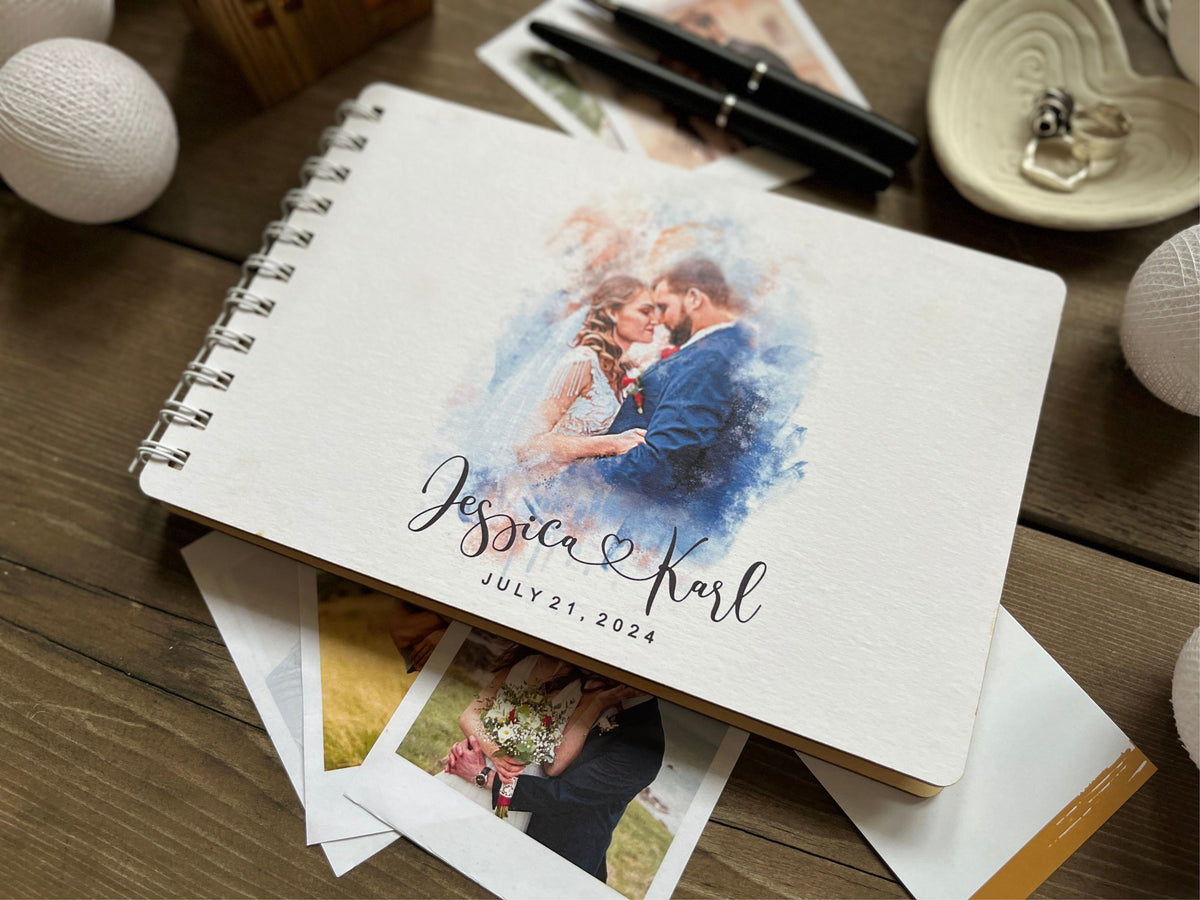 Painting portrait wedding guest book personalized wedding album, splat ...