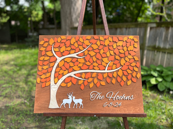 fall guest book alternative made with tree of life and deer