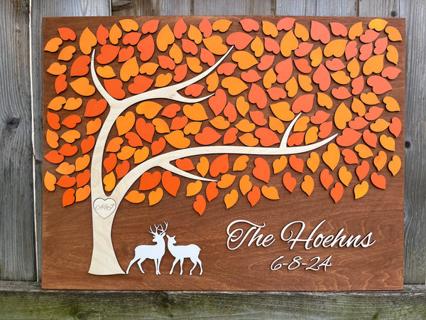 deer and tree wood guest book alternative 