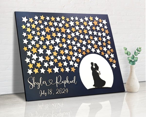 moonlight dance wedding guest book alternative with personalized names and wedding date