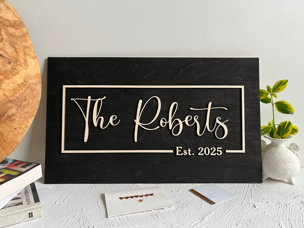 Established last name sign, wood custom sign made with your family name and ready for wall hanging
