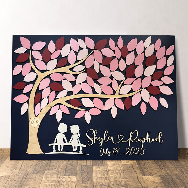 Wedding guestbook alternative with tree of life fully personalized newlyweds gift or anniversary present