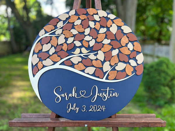 the guest book can be displayed on an artist easel