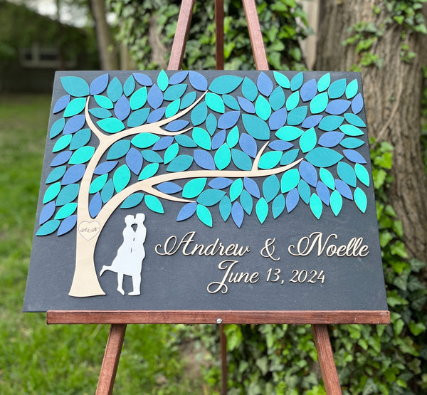 display this guest book alternative on an easel and ask all guests to sign a leaf