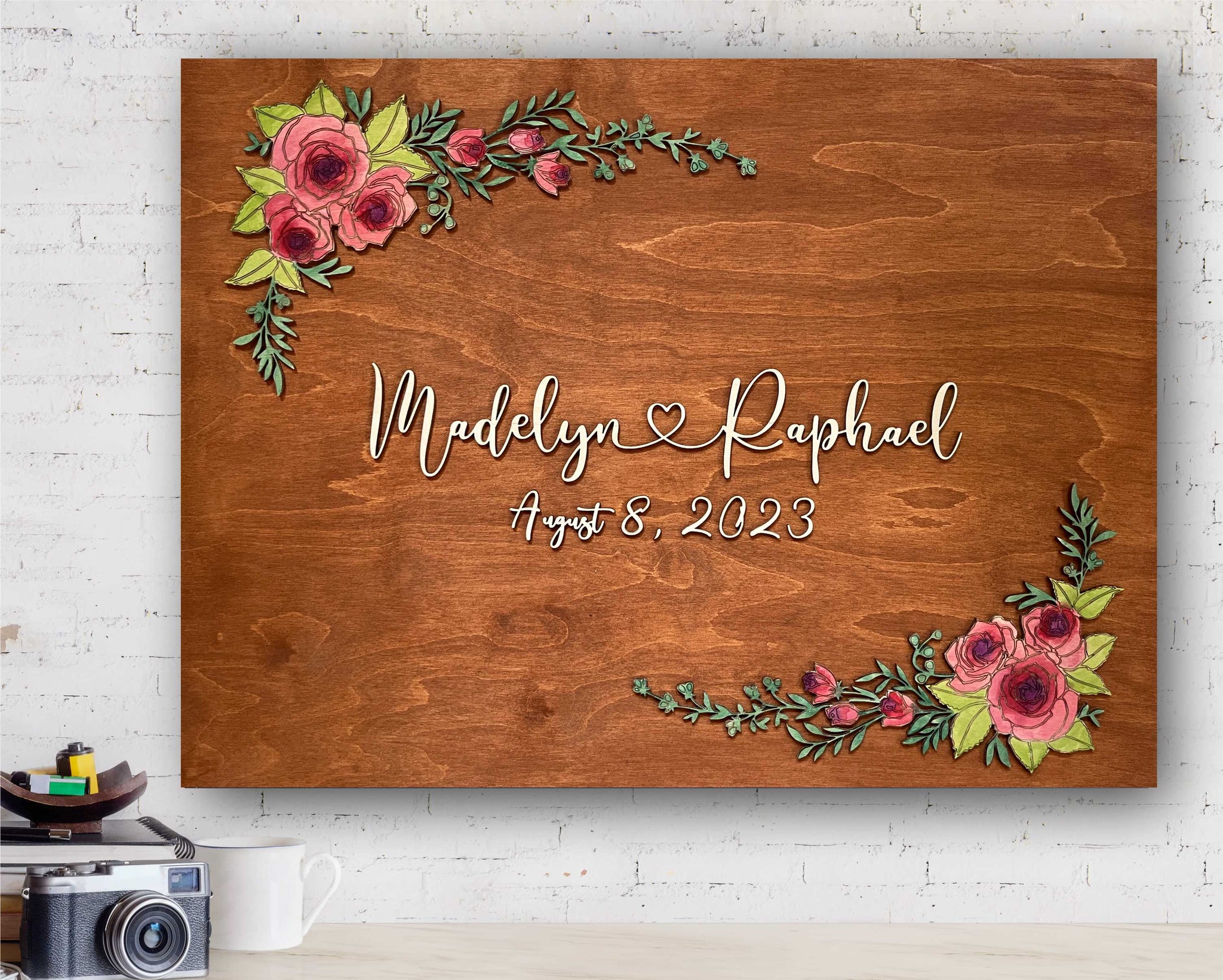 Branch Sign Floral Branch Decor Custom Personalized Table Sign 6x8 Inches - Floral ...