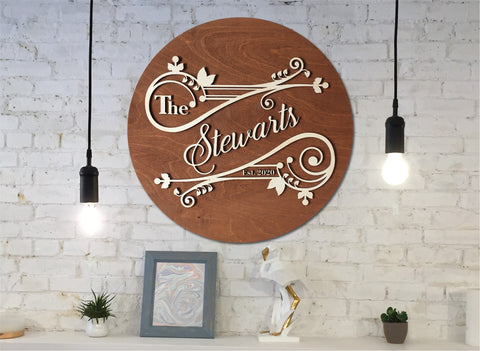 3D Last name wood sign made in vintage style with your family name and custom stain or colors