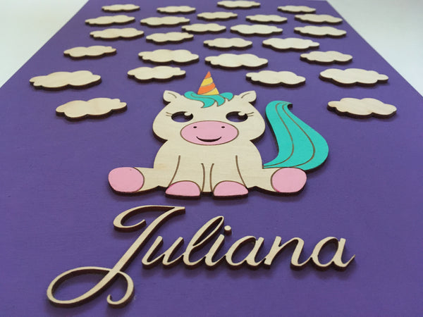 3D customizable name for child room sign with unicorn