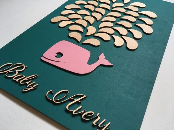 3d nursery decor with whale and personalized name