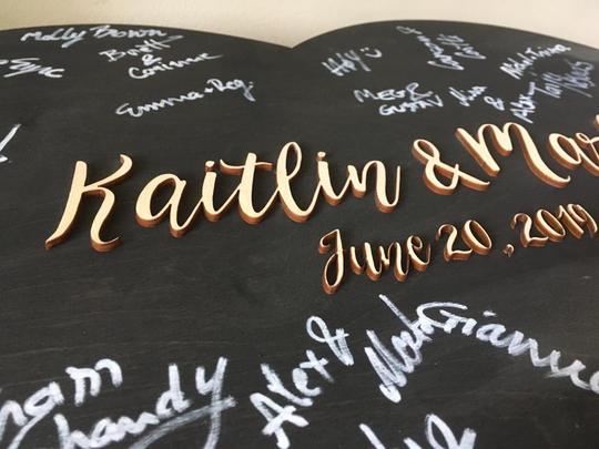 Heart guest book alternative with 3D personalized names, wedding guestbook sign in custom colors