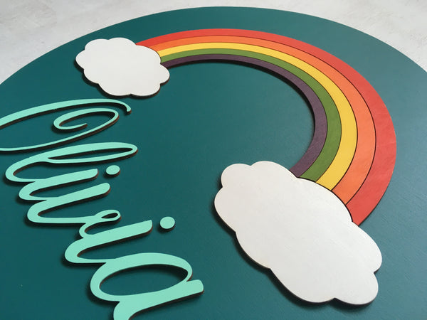 Each detail is manually painted to make a cheerful nursery sign