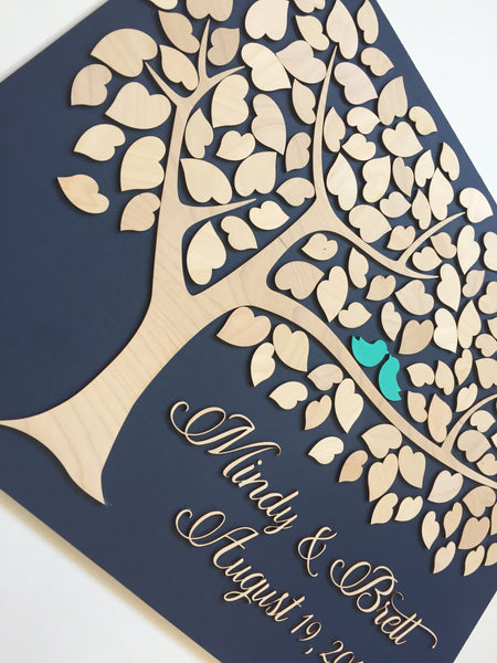 navy blue guest book alternative with turquoise teal aqua love birds by Sign You Style
